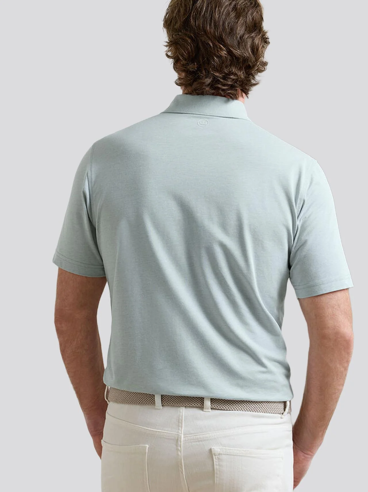 Albatross Cotton-Blend Pique Polo Light Willow - Image 2
