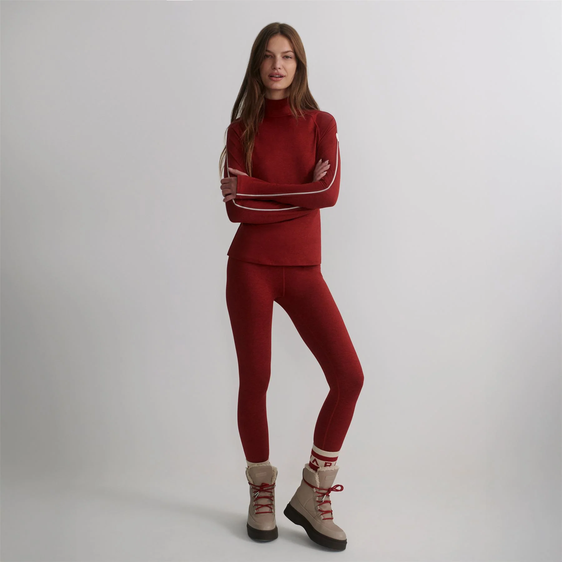 Always Warm Base Layer Leggings Red Dahlia Marl - Image 3