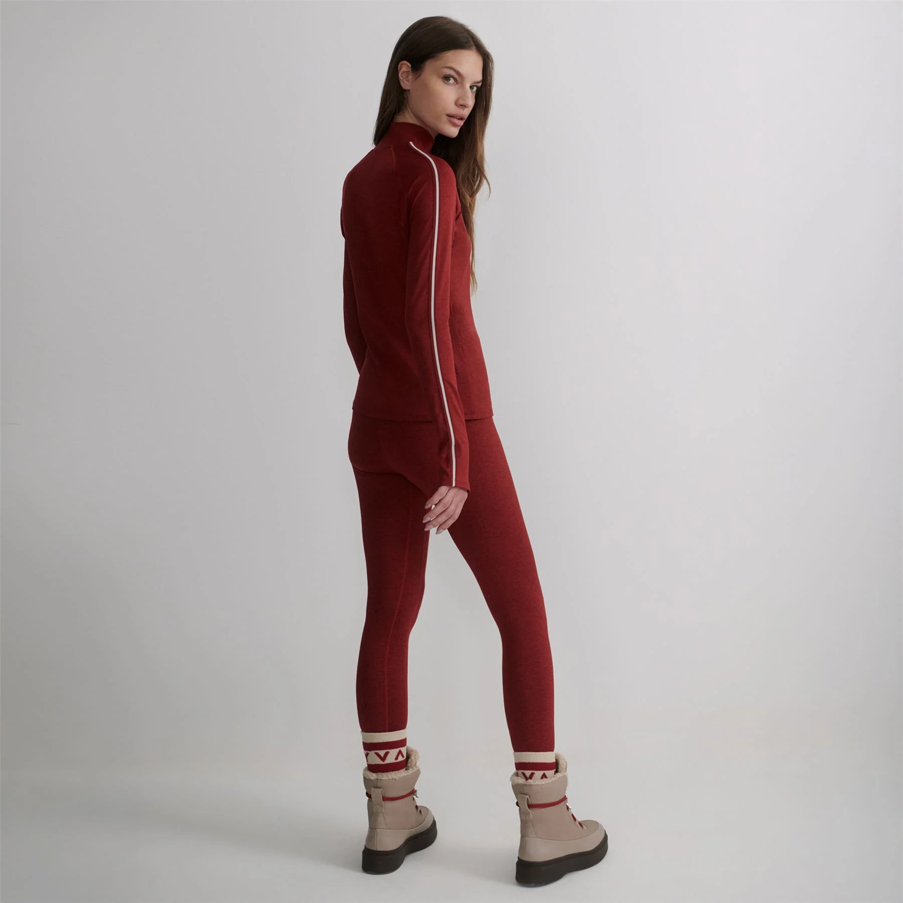 Always Warm Base Layer Leggings Red Dahlia Marl - Image 4