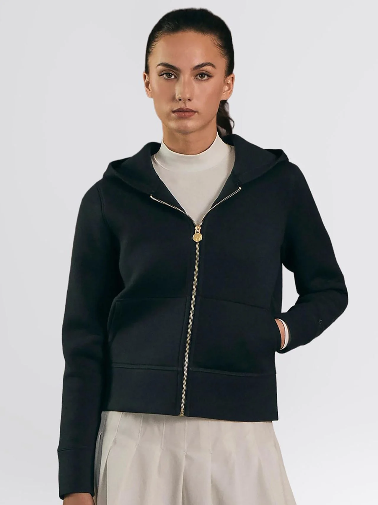 Amelie Zip Hoodie Black