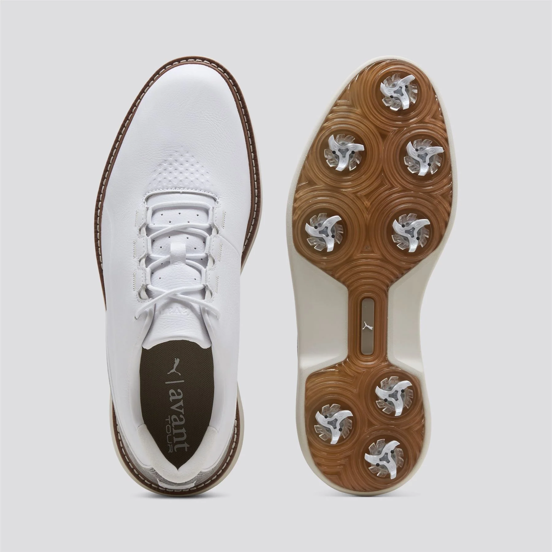 Avant Tour Spiked Golf Shoe White/Brown Mushroom - Image 2