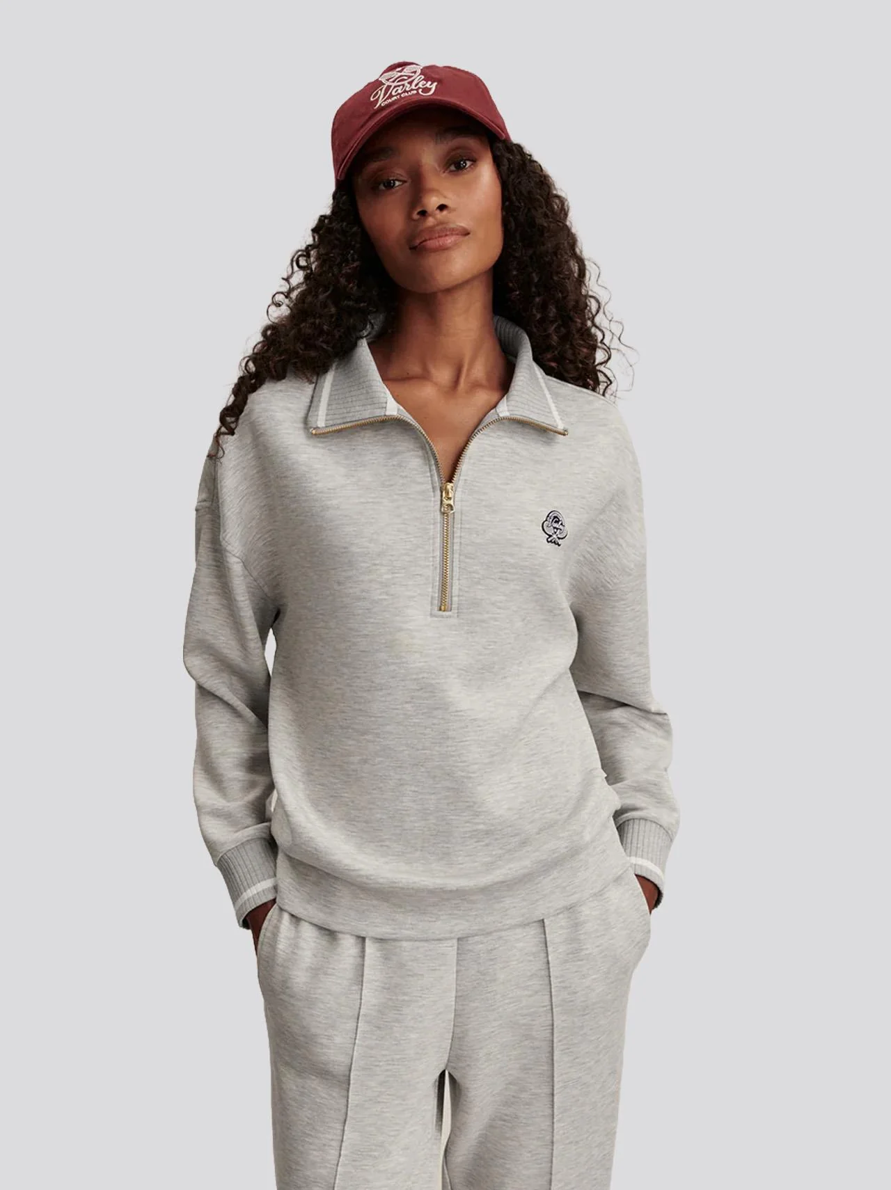 Bertie Half Zip Sweat Light Grey Marl - Image 2