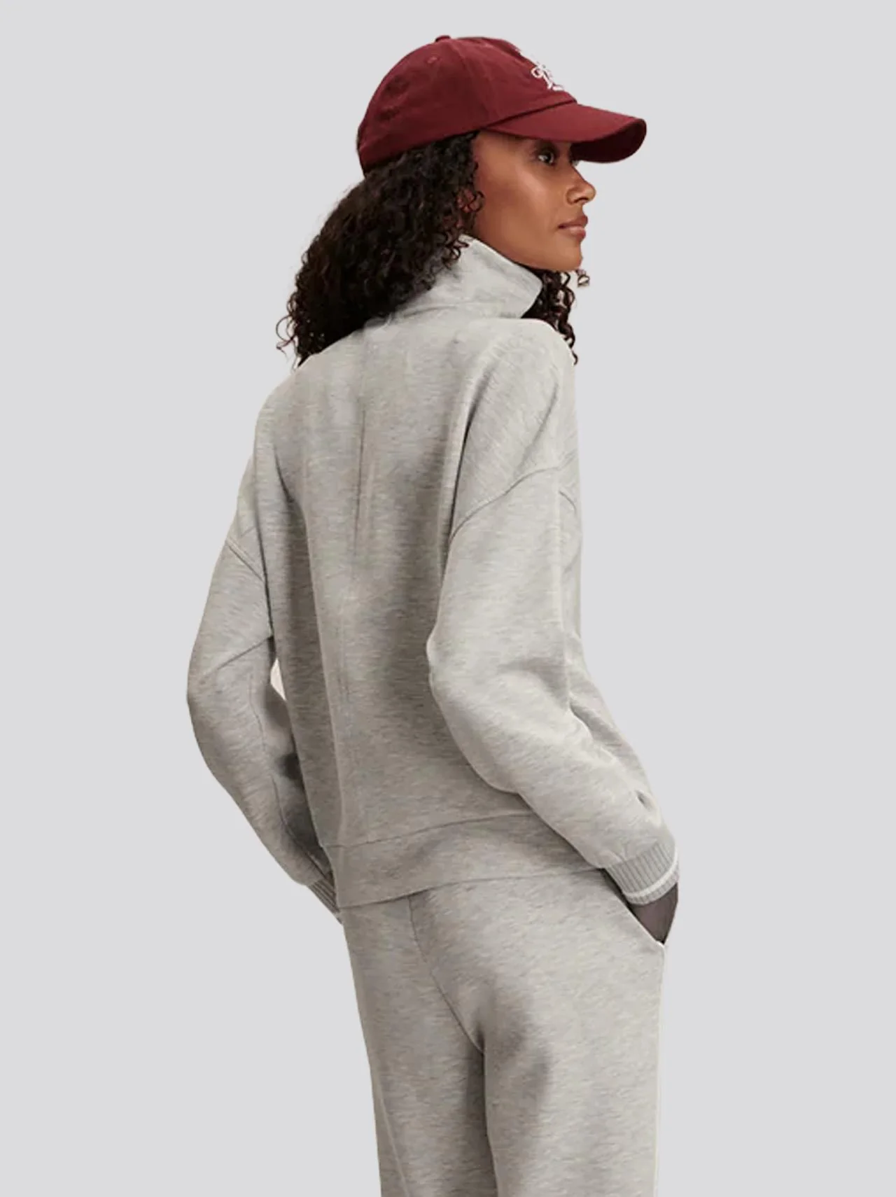 Bertie Half Zip Sweat Light Grey Marl - Image 3