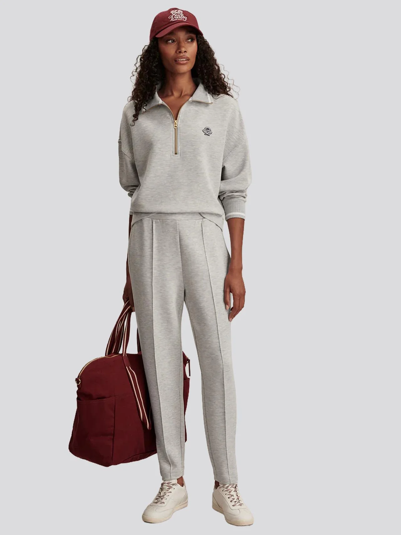 Bertie Half Zip Sweat Light Grey Marl - Image 5