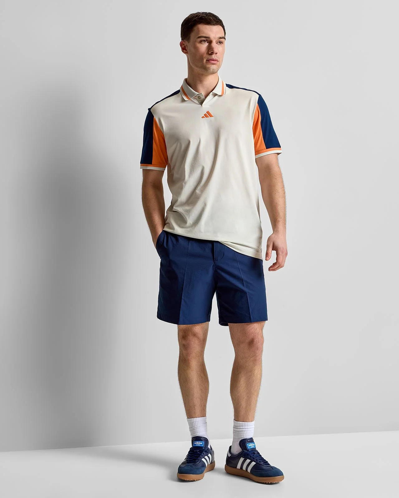 Beyond The Course Vent Twistknit Polo Orbit Grey/Collegiate Navy - Image 3