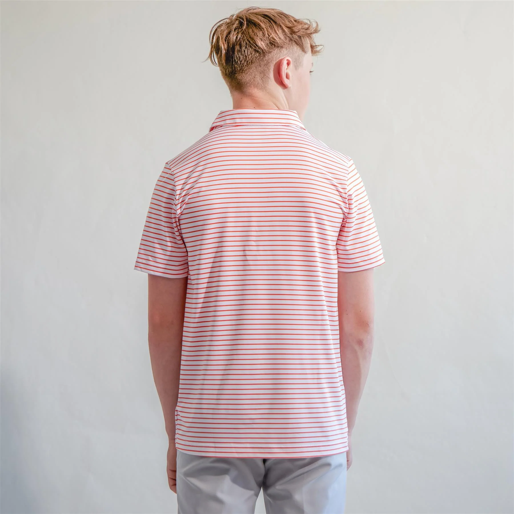 Boys Climacool Striped Polo Dusky Orange - Image 3