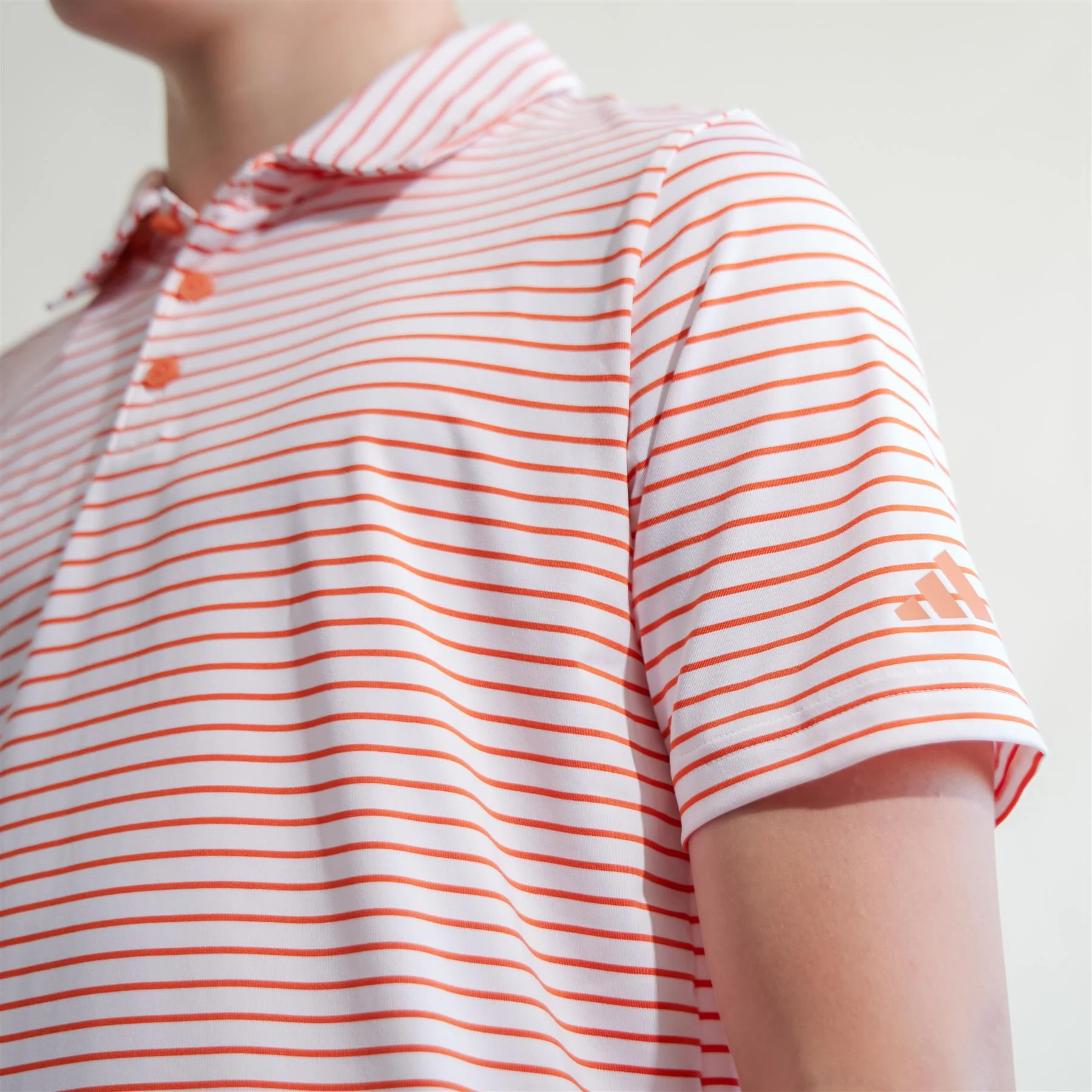 Boys Climacool Striped Polo Dusky Orange - Image 4