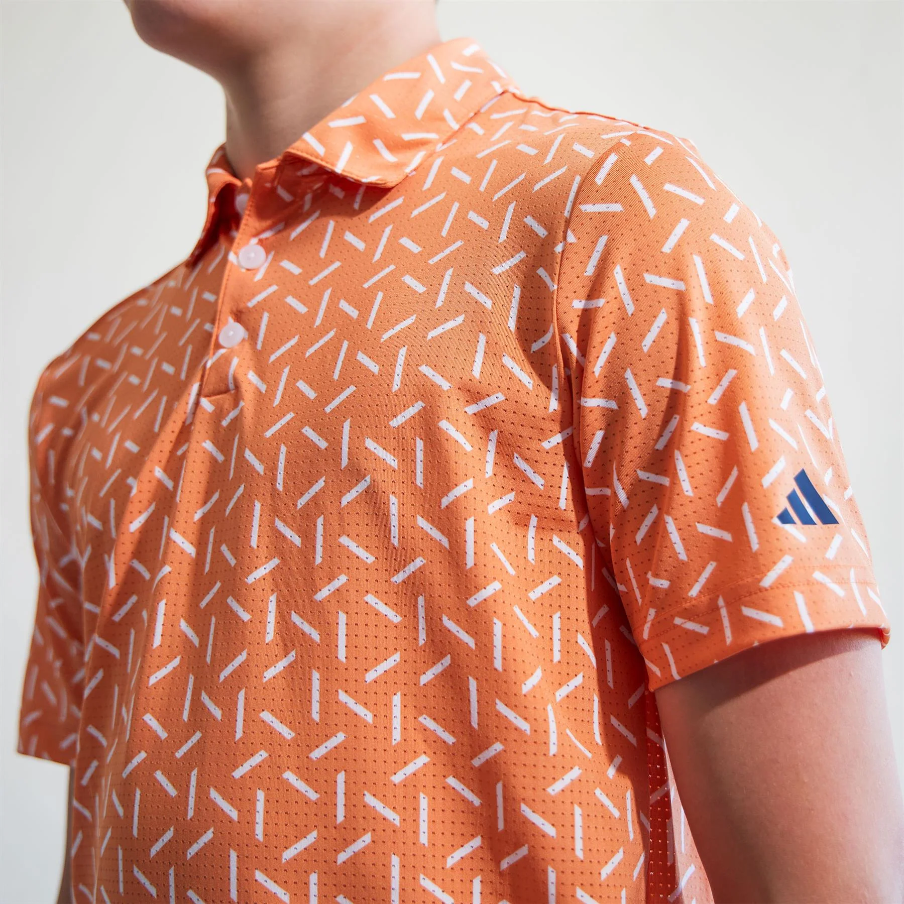 Boys Climacool Ultimate365 Printed Mesh Polo Dusky Orange - Image 5