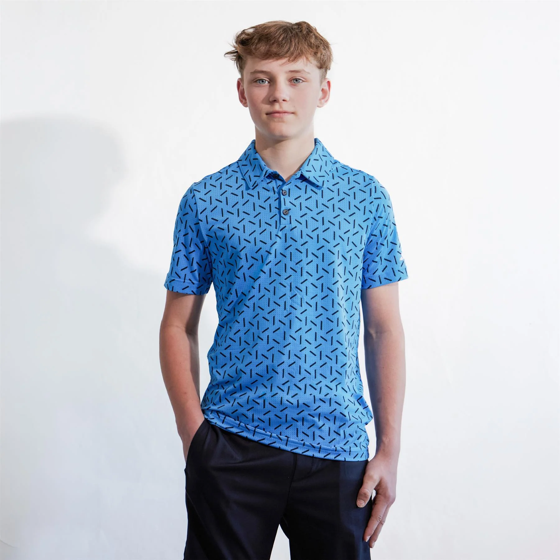Boys Climacool Ultimate365 Printed Mesh Polo Lucid Ray Blue