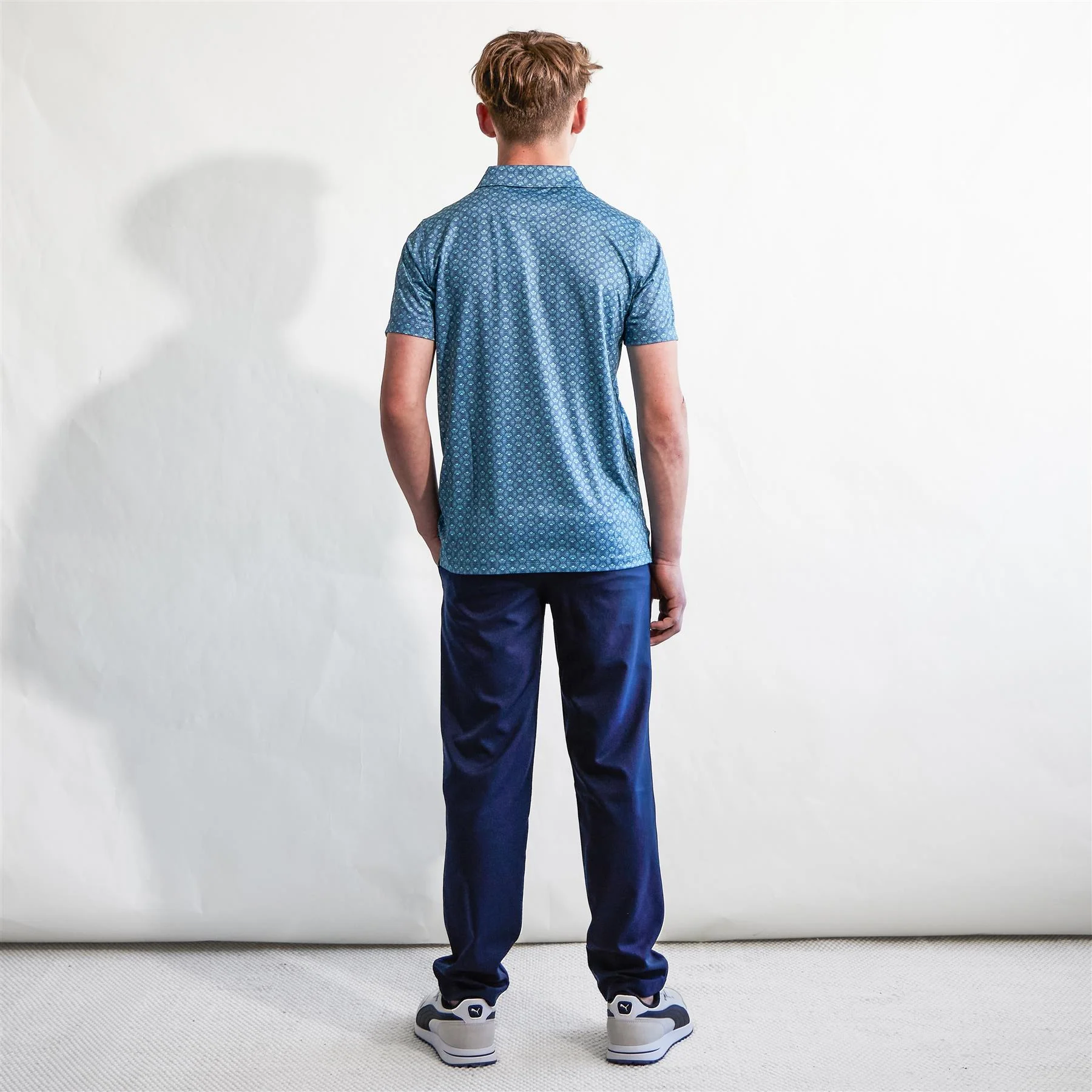 Boys Mattr Scallop Polo Shirt Dark Indigo/Mint Jelly - Image 3