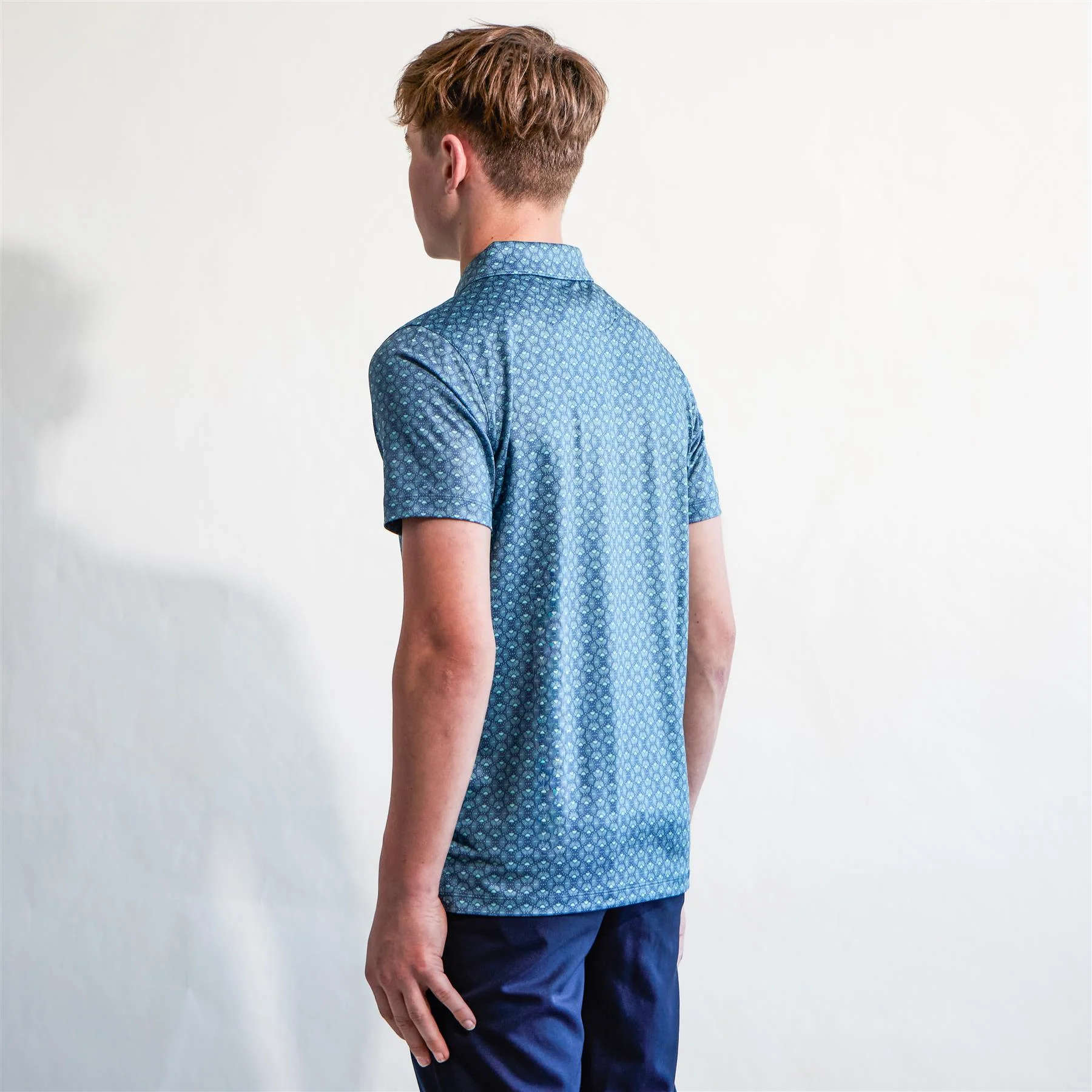 Boys Mattr Scallop Polo Shirt Dark Indigo/Mint Jelly - Image 4