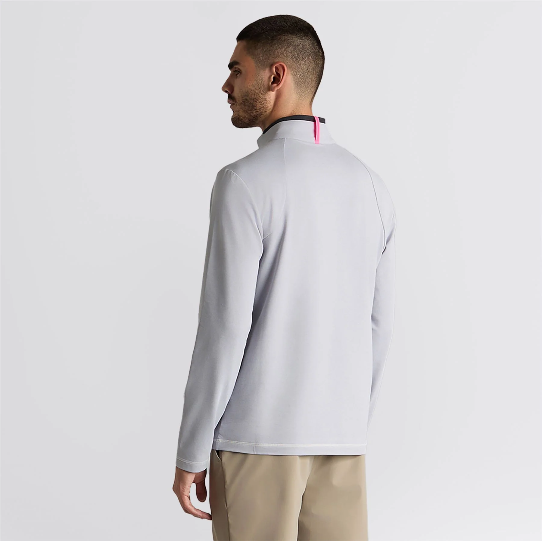 Brushed Back Tech Quarter Zip Mid Layer Light Grey Melange - Image 2