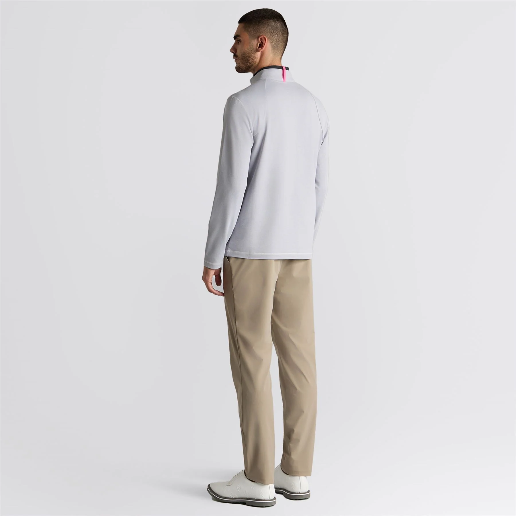 Brushed Back Tech Quarter Zip Mid Layer Light Grey Melange - Image 4