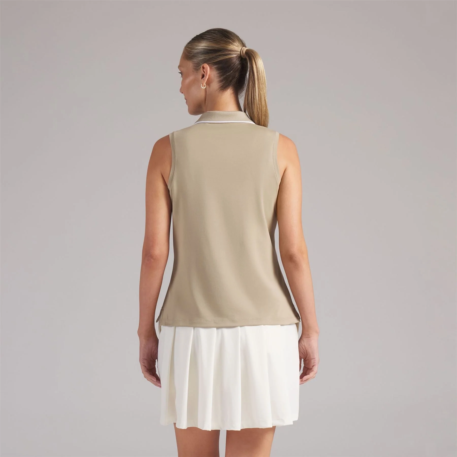 Cloudspun Essential Sleeveless Polo Shirt Iced Coffee - Image 2