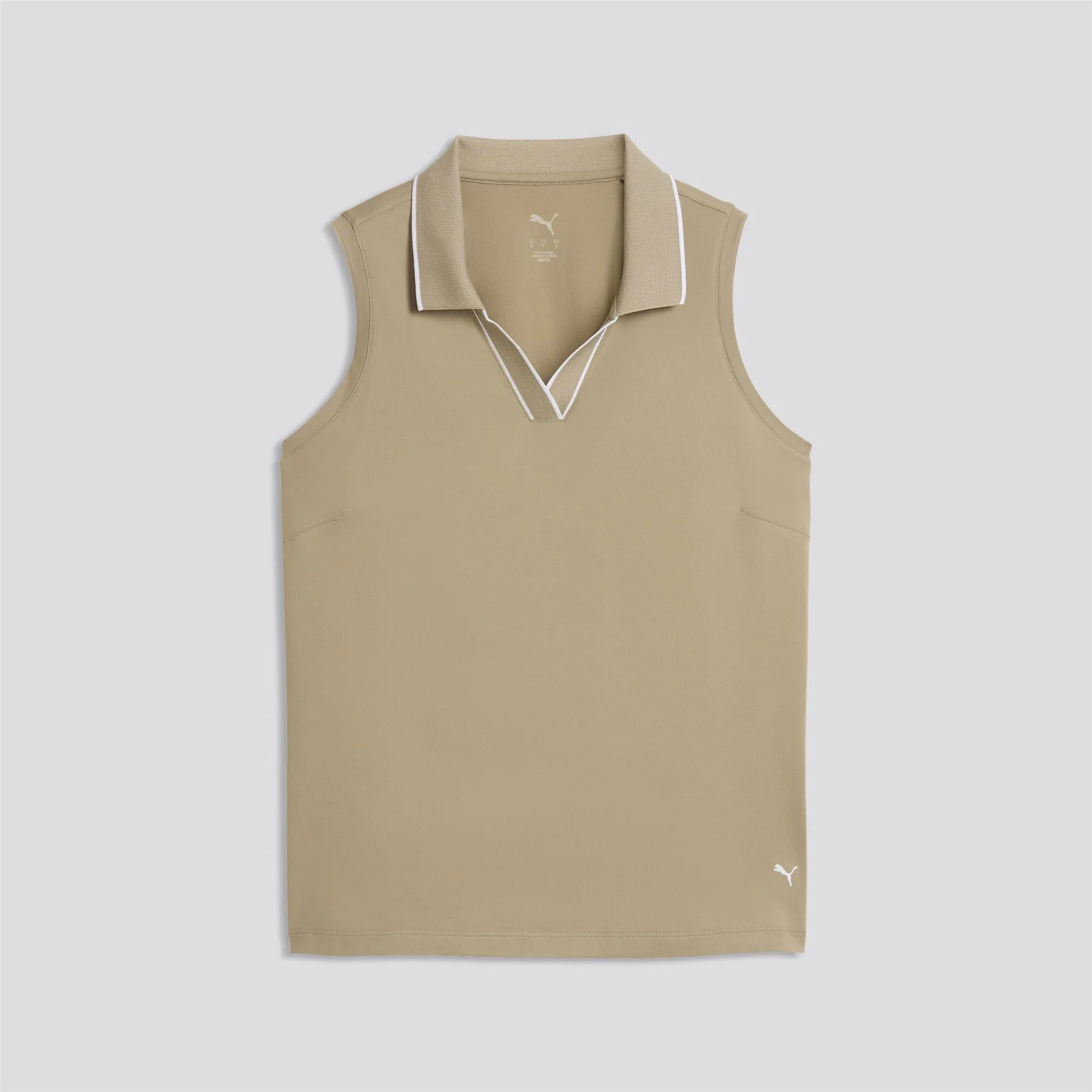 Cloudspun Essential Sleeveless Polo Shirt Iced Coffee - Image 5