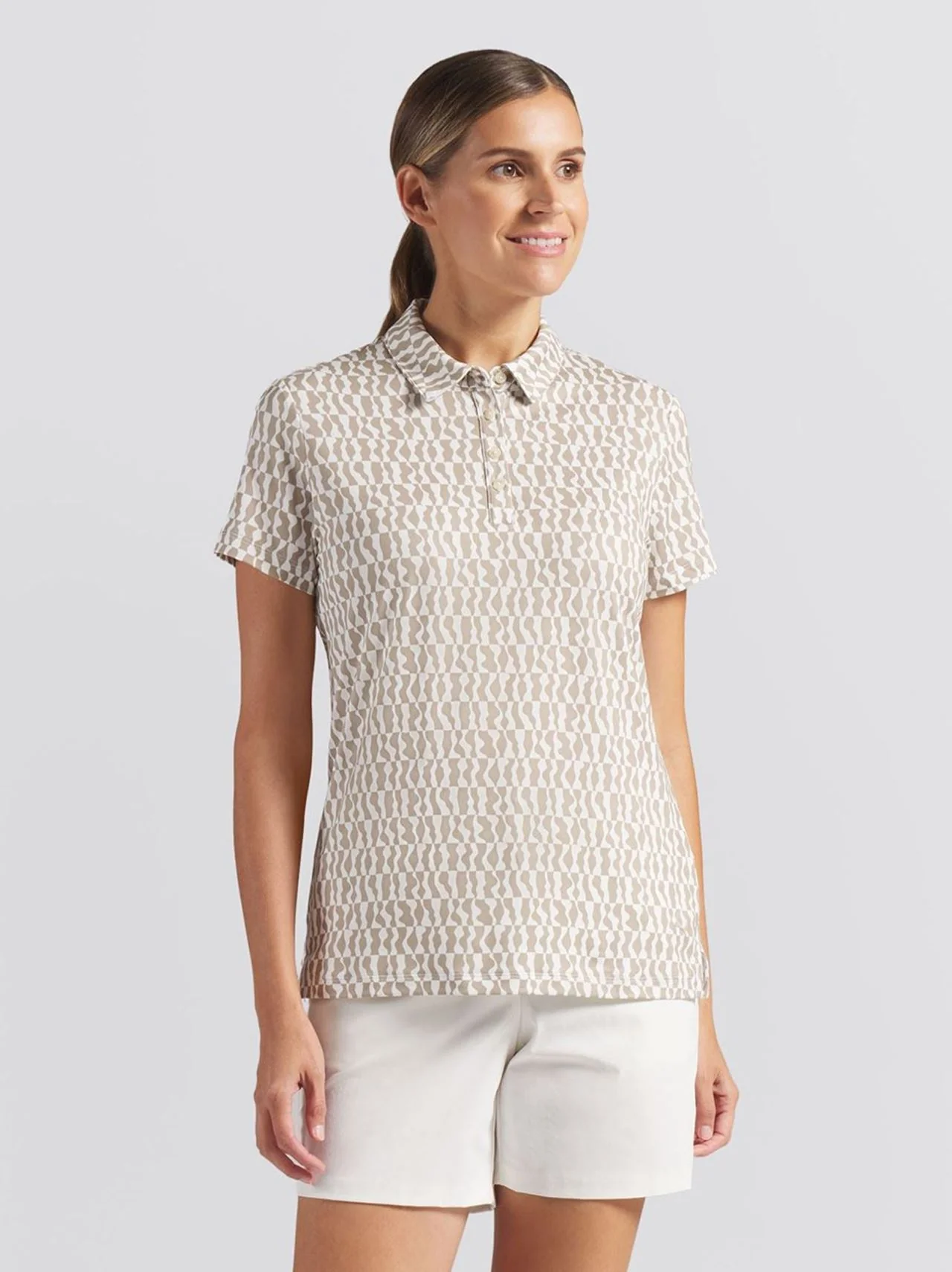 Cloudspun Wavey Polo Shirt Iced Coffee