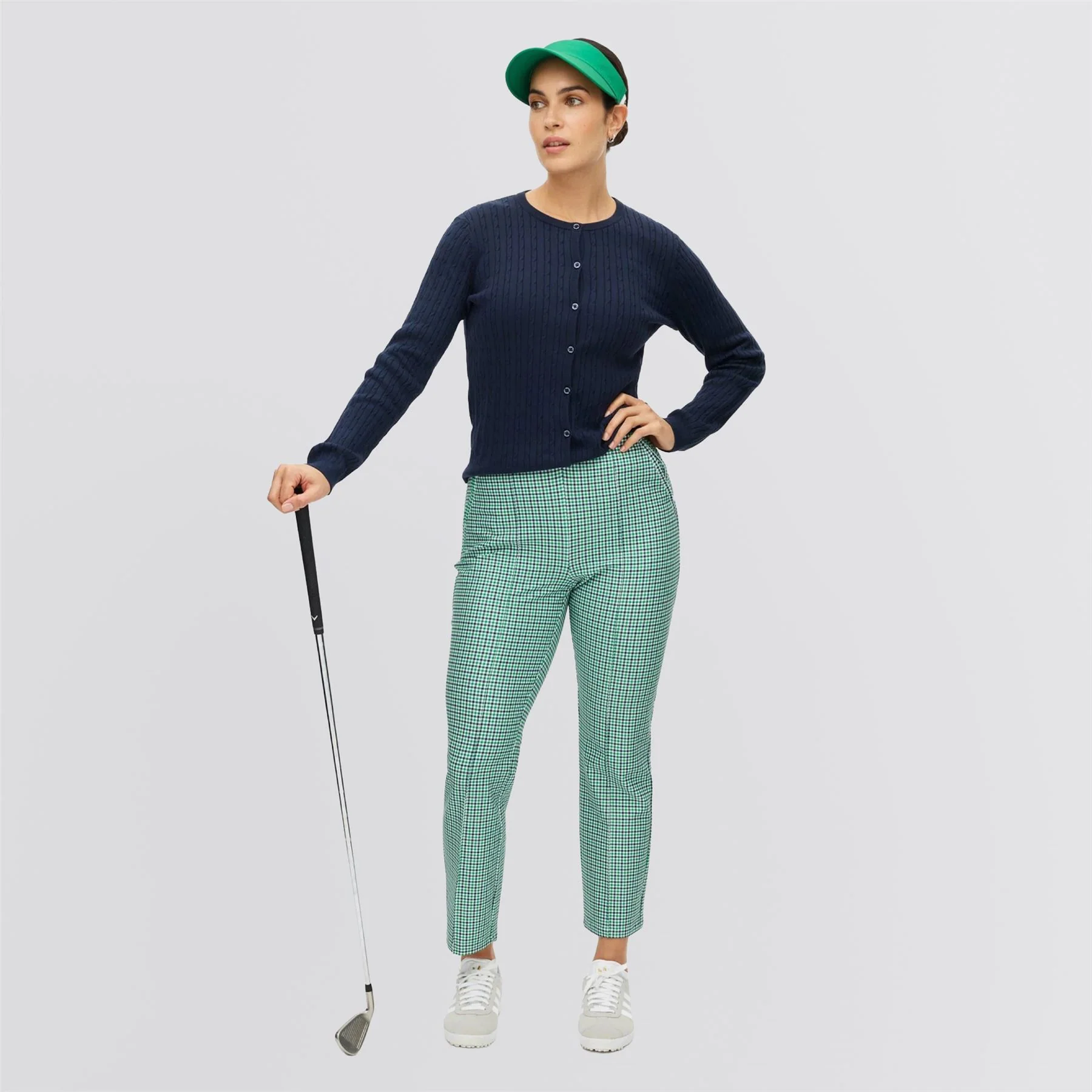 Club House Highwater Slacks Minicheck Green