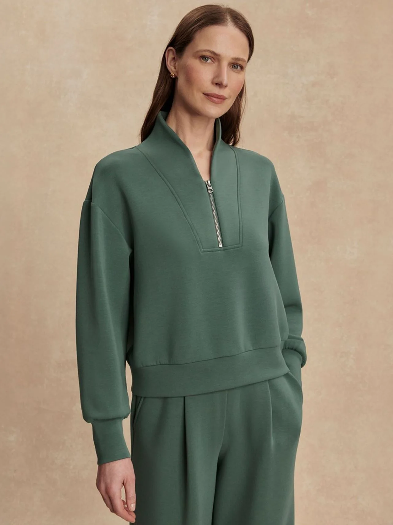 Davidson Sweat Half Zip Dark Forest
