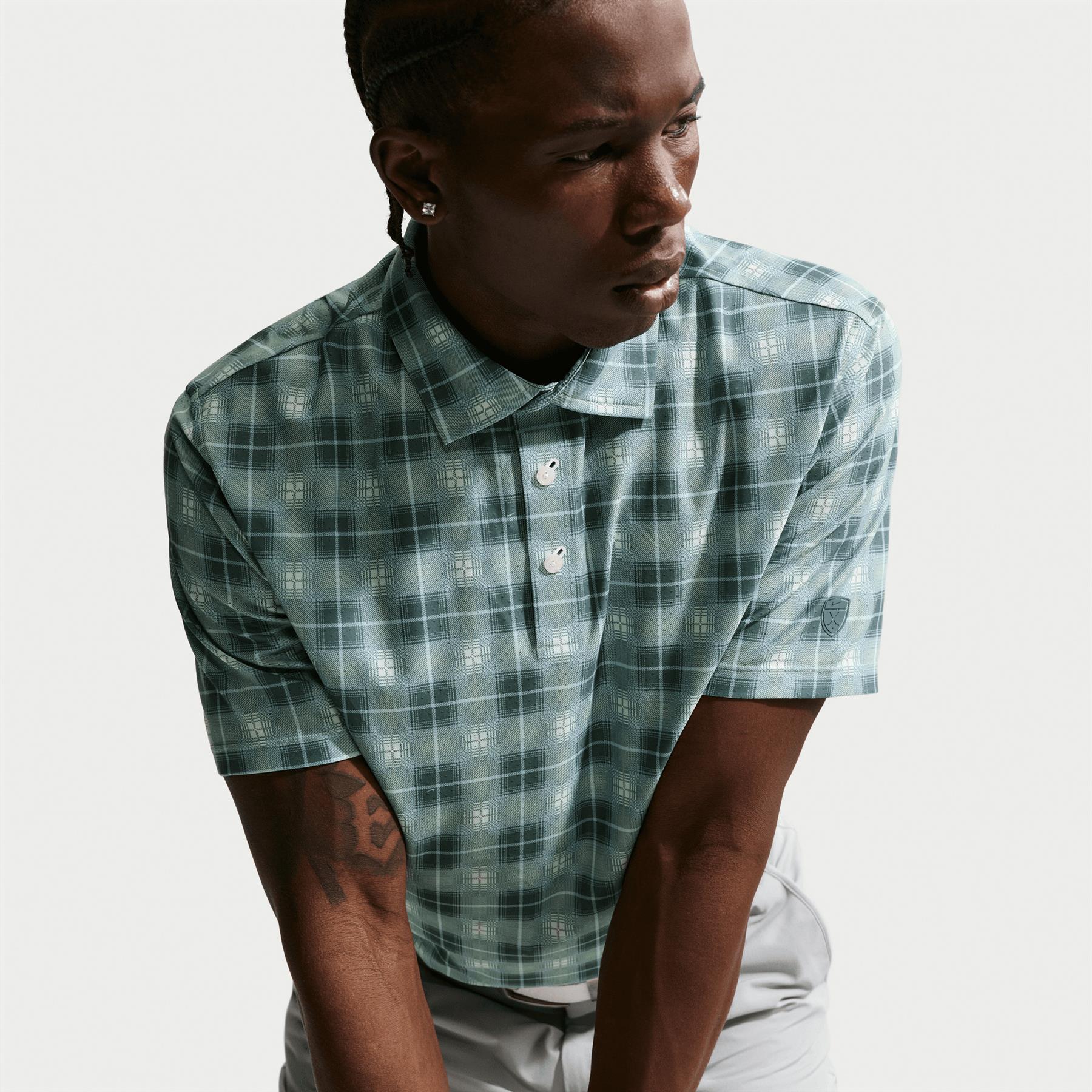 Dri-FIT Tailored Tartan OLC Polo Barely Green/Mineral Slate - Image 3
