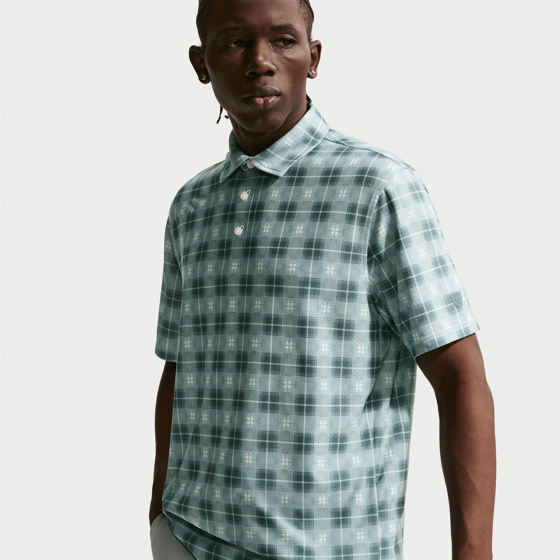 Dri-FIT Tailored Tartan OLC Polo Barely Green/Mineral Slate - Image 4