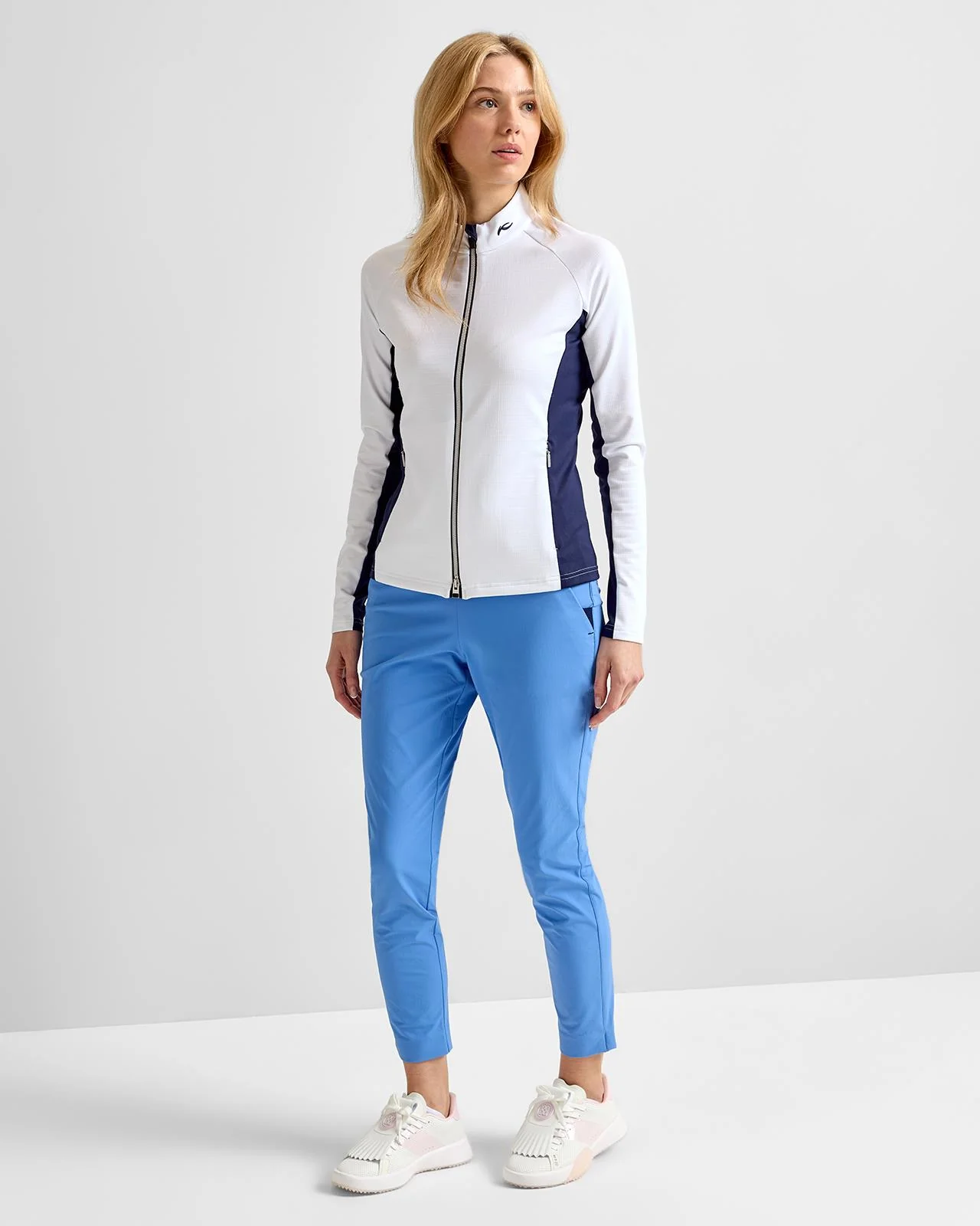 Emelia Half Zip Mid Layer Jacket White/Atlanta Blue - Image 3