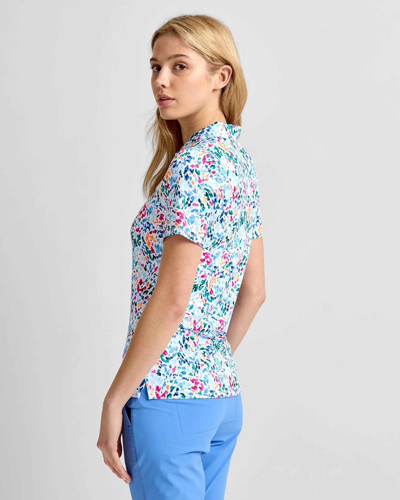Enya Printed Polo White/Poolside - Image 2