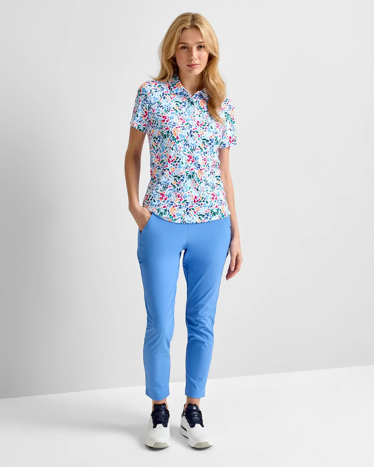 Enya Printed Polo White/Poolside - Image 3