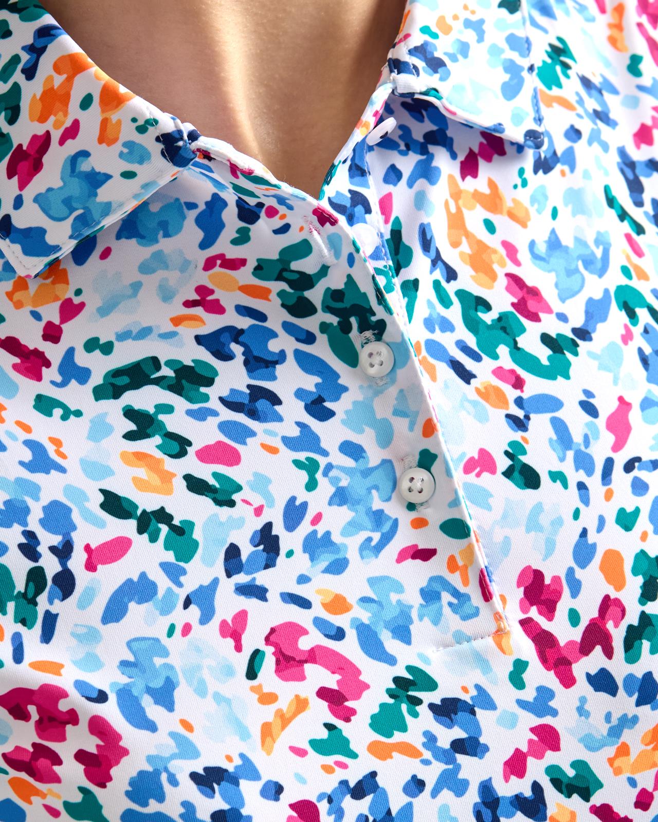 Enya Printed Polo White/Poolside - Image 6