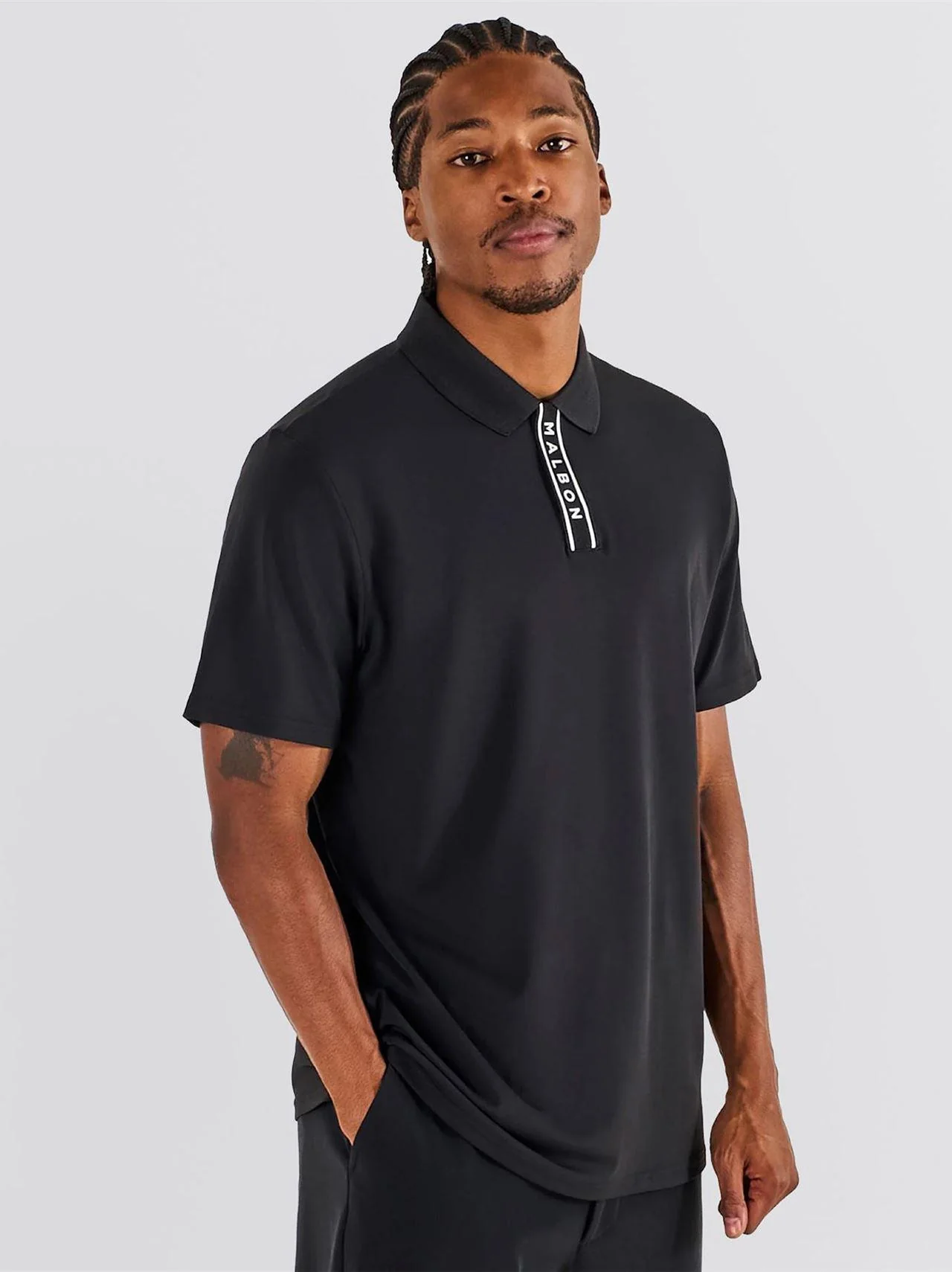 Evergreen Block Placket Polo Black