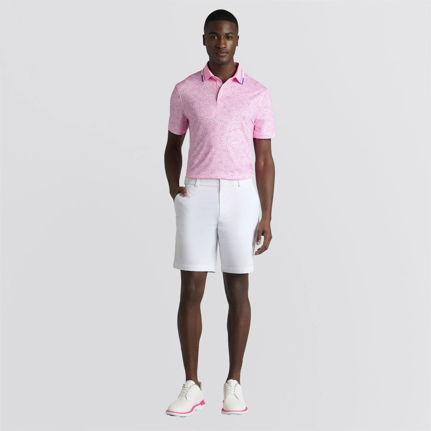Fireworks Print Tech Jersey Polo Blush - Image 2