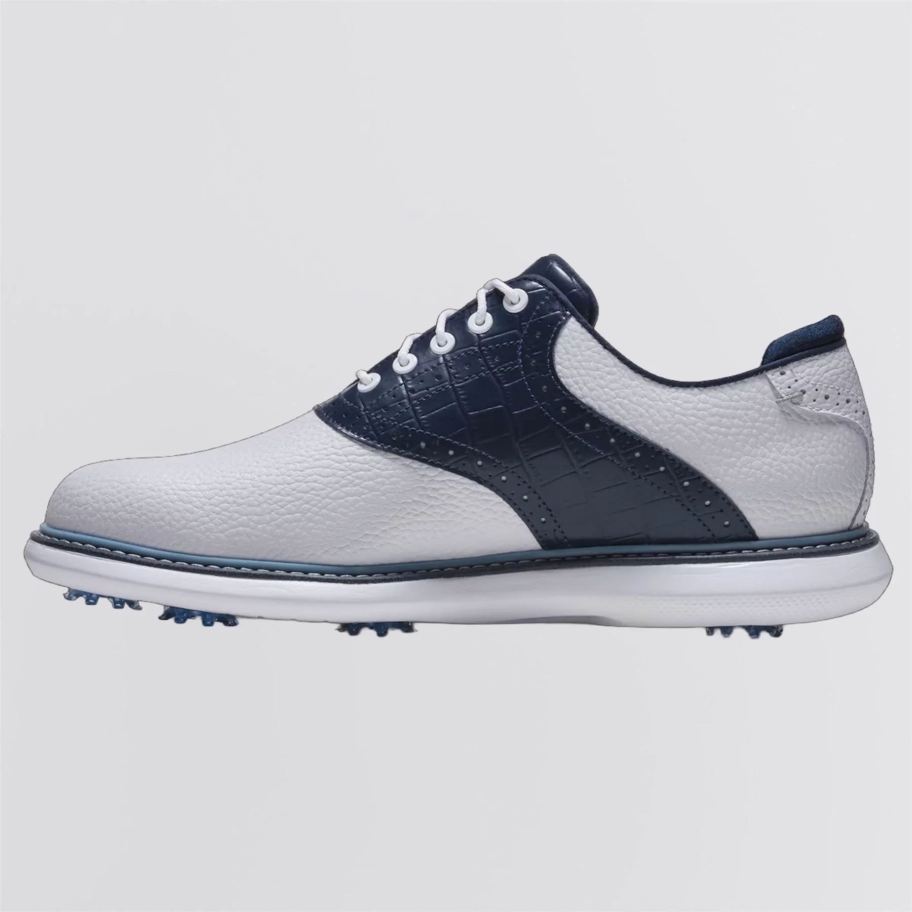 FJ Traditions Spiked Golf Shoes White/Navy/Blue - Image 6