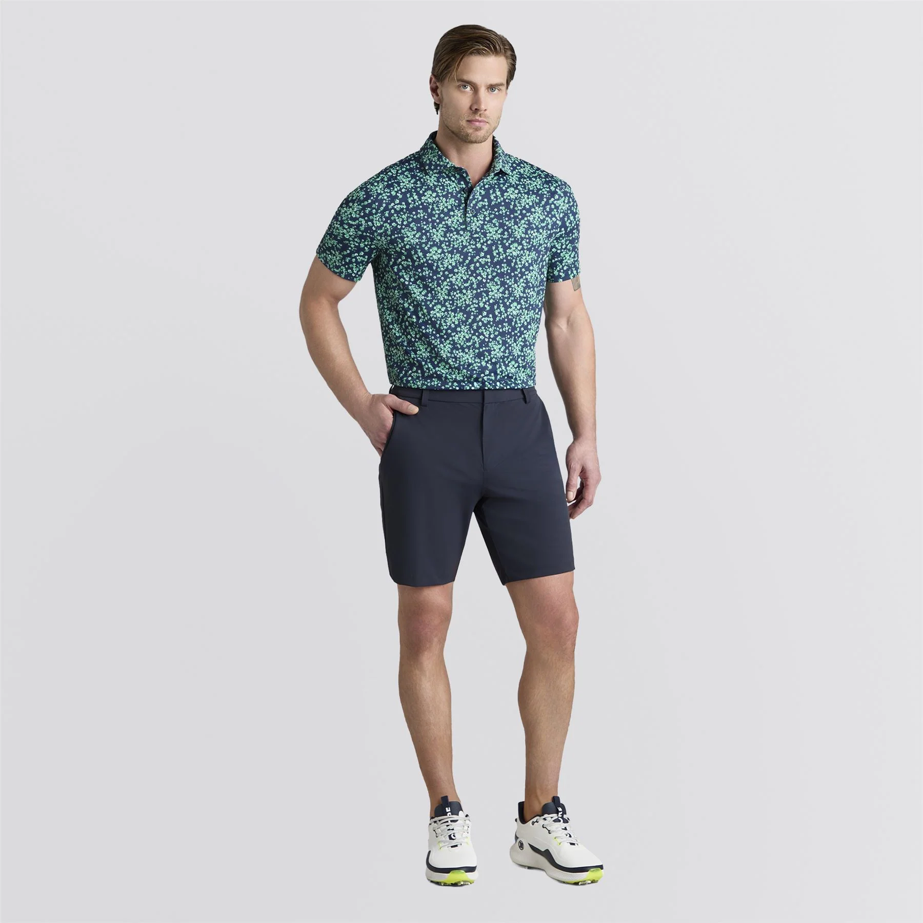 Floral Print Tech Jersey Polo Clover - Image 2
