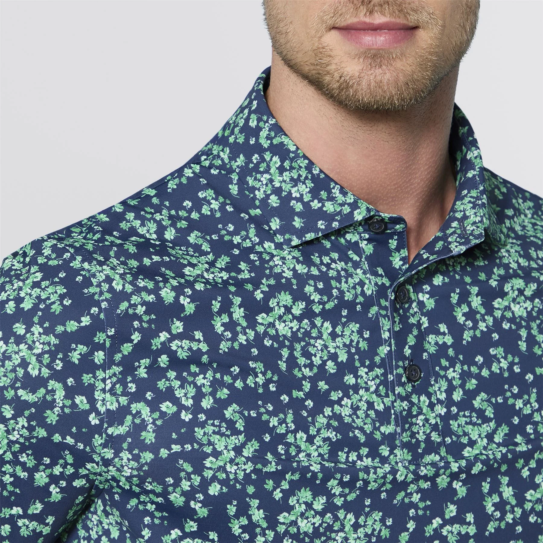 Floral Print Tech Jersey Polo Clover - Image 4