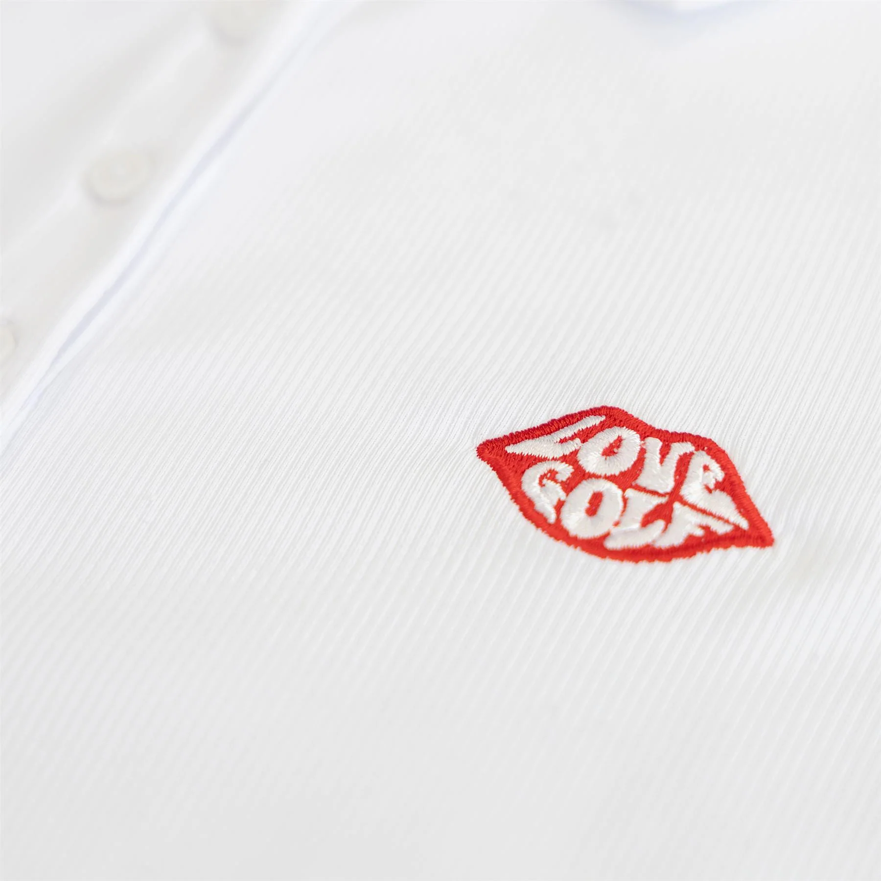G/FORE x TRENDYGOLF Love Golf Ribbed Tech Nylon LS Polo Snow - Image 3