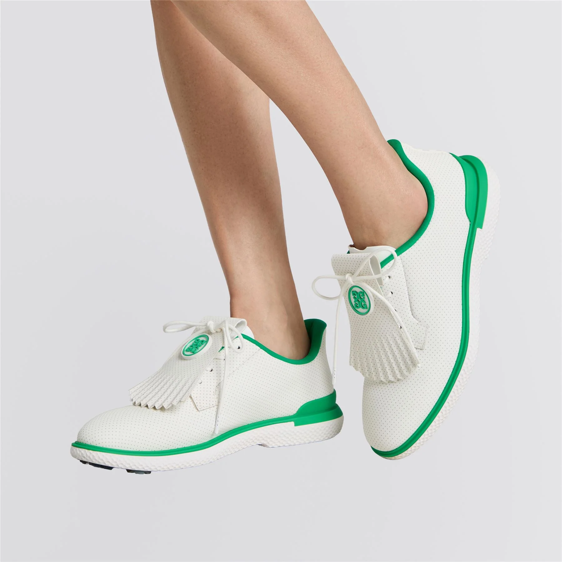 Gallivan2R Perforated Kiltie Spikeless Golf Shoe Snow/Clover - Image 6