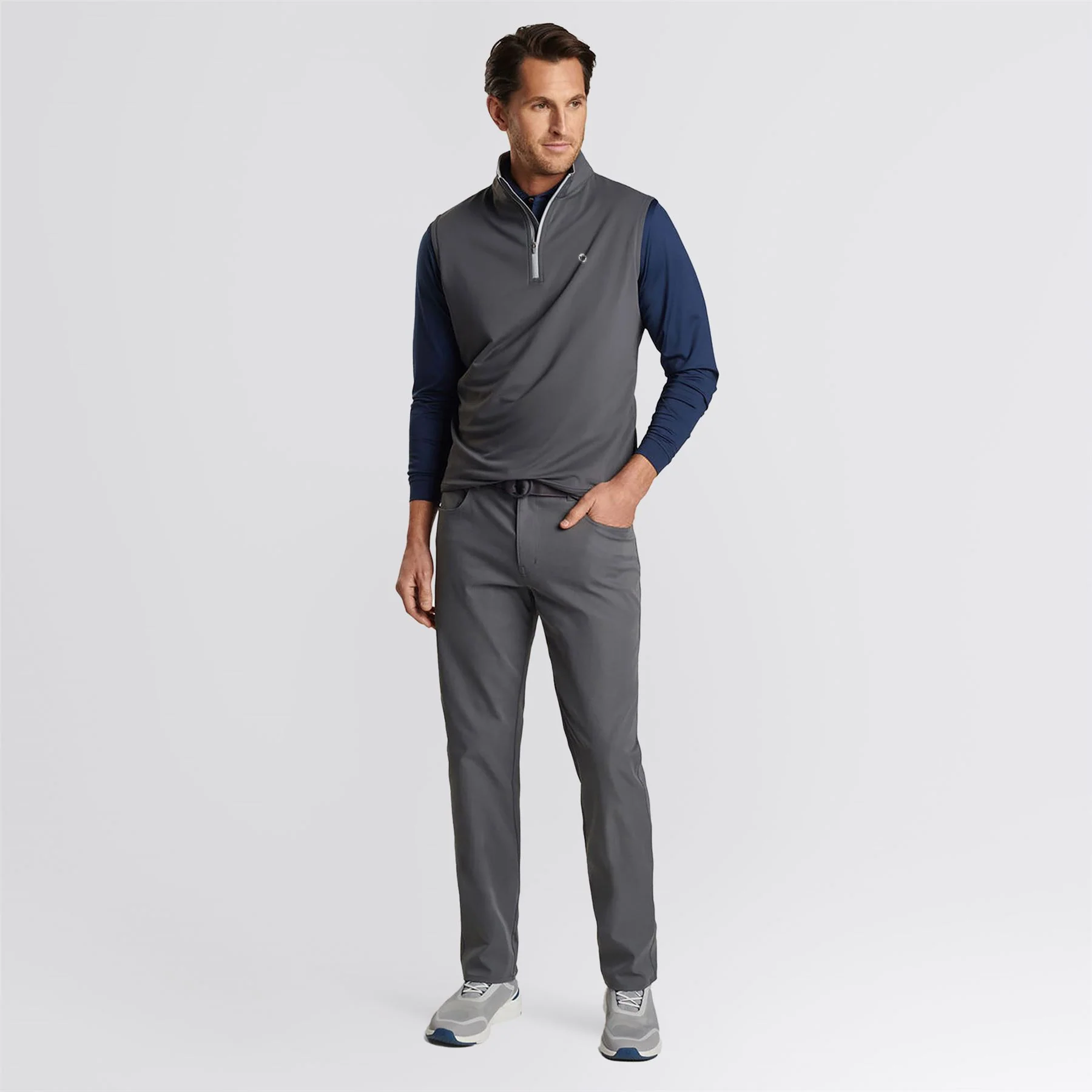 Galway Stretch Loop Ty Quarter Zip Vest Iron - Image 3