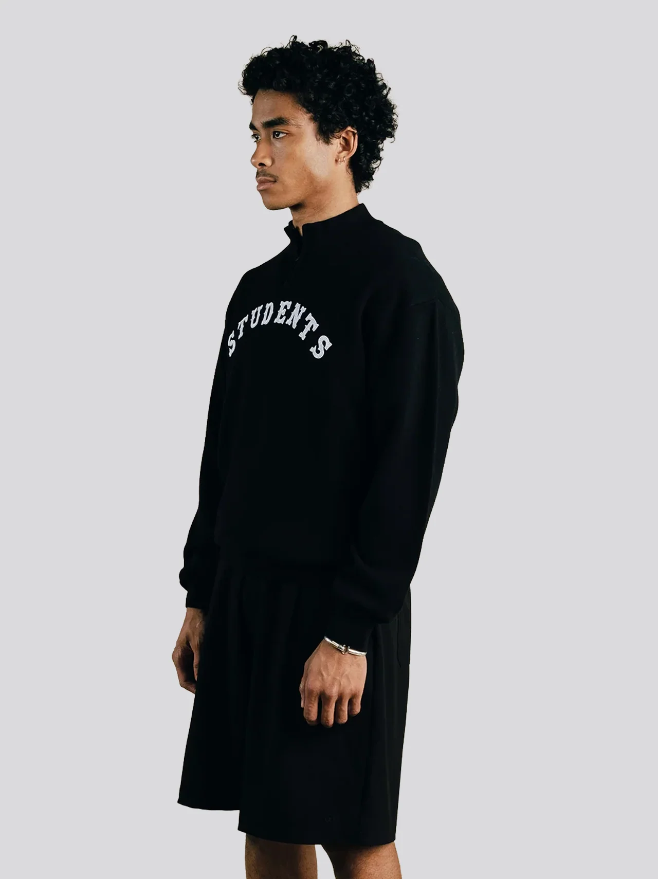 Giovant Knit Quarter-Zip Sweater Black - Image 3