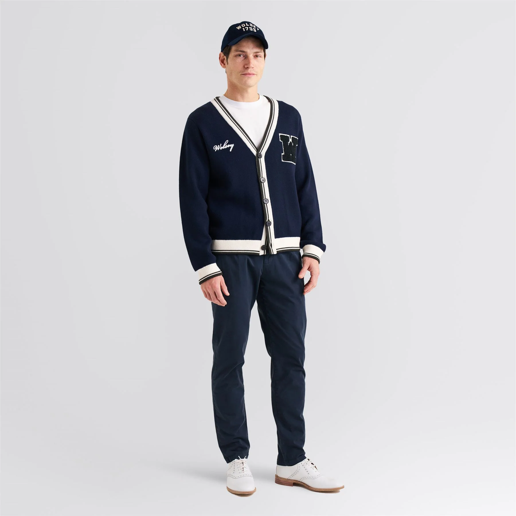 Golf Club Merino Wool Cardigan Navy - Image 3