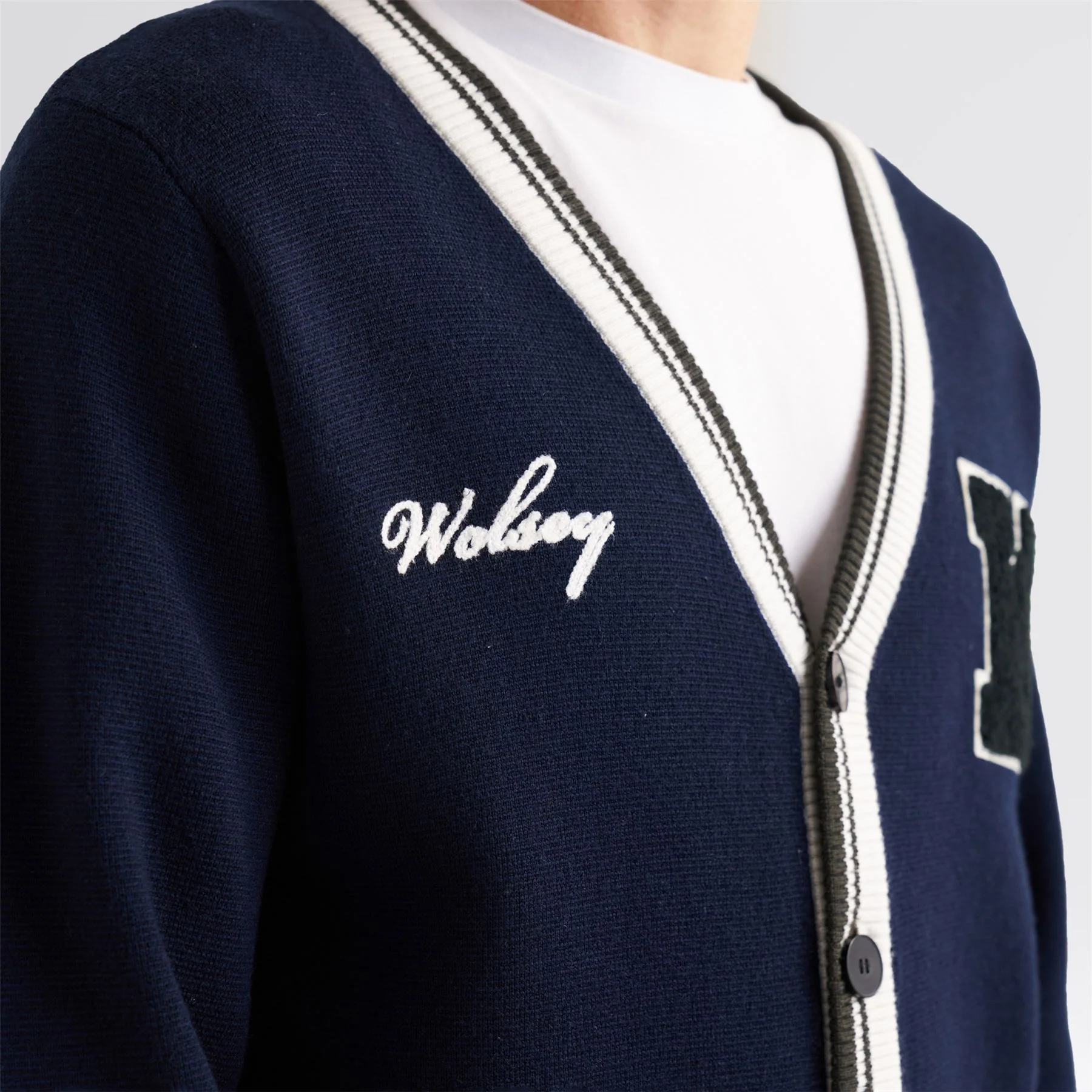 Golf Club Merino Wool Cardigan Navy - Image 6