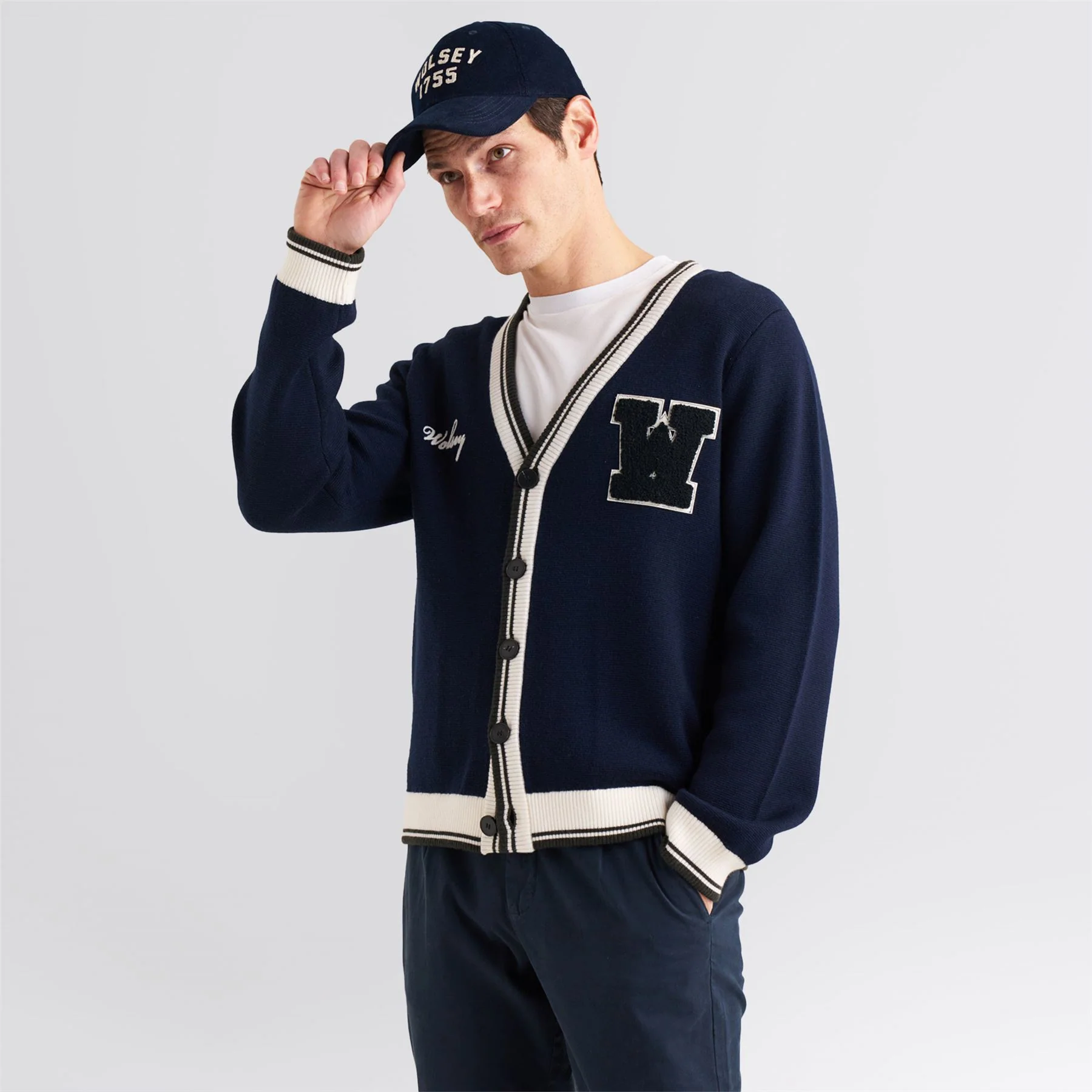 Golf Club Merino Wool Cardigan Navy - Image 7