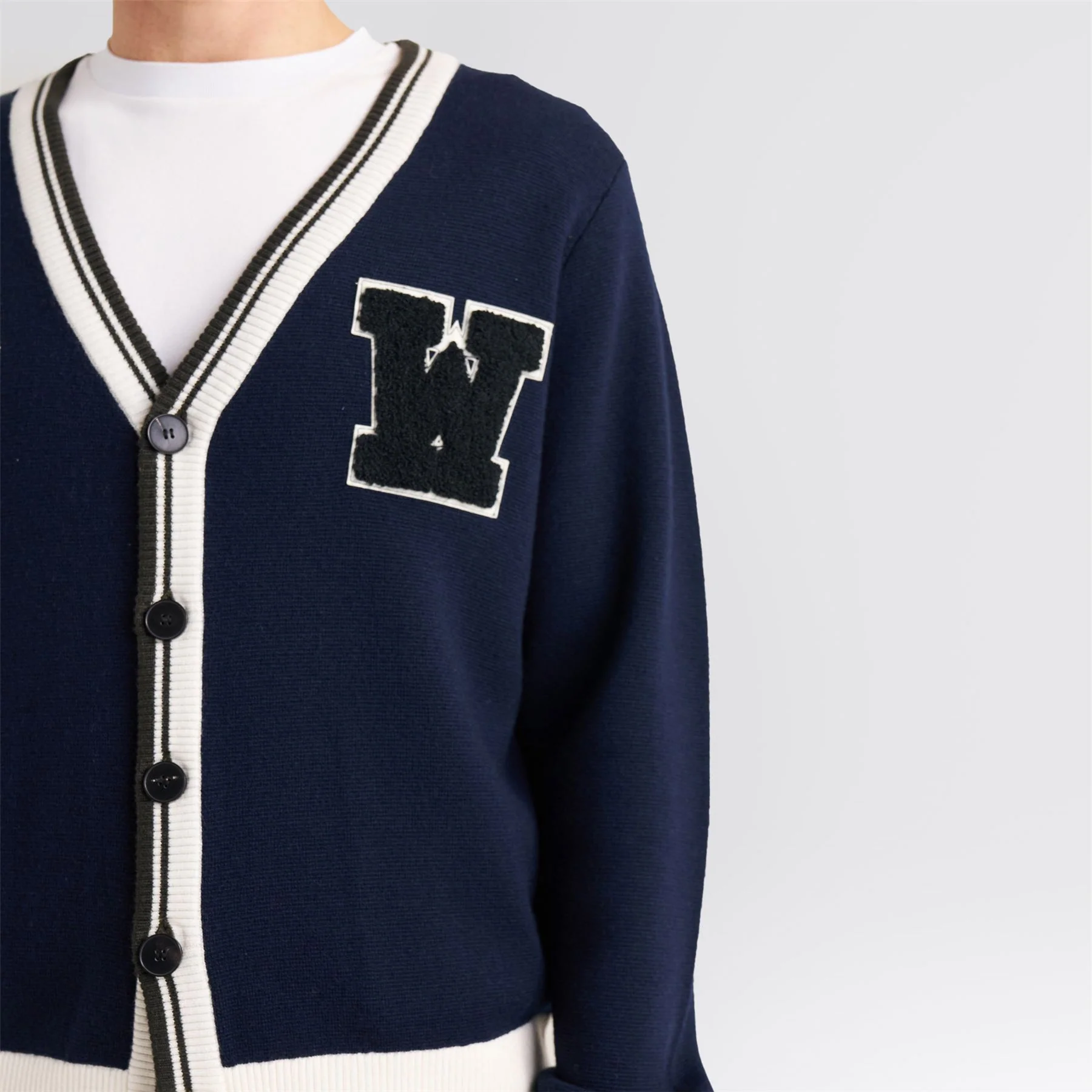 Golf Club Merino Wool Cardigan Navy - Image 8