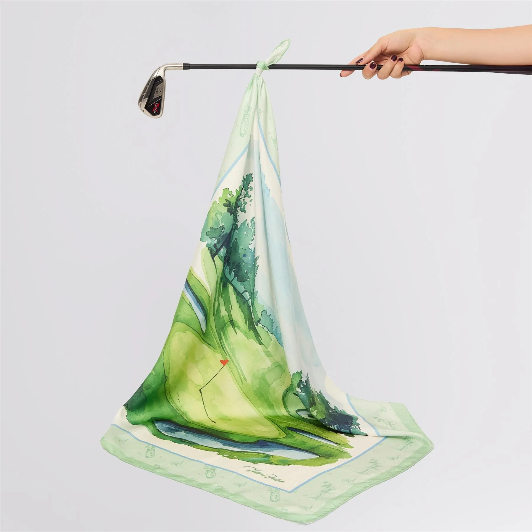 Handcrafted Silk Scarf Green - Image 2