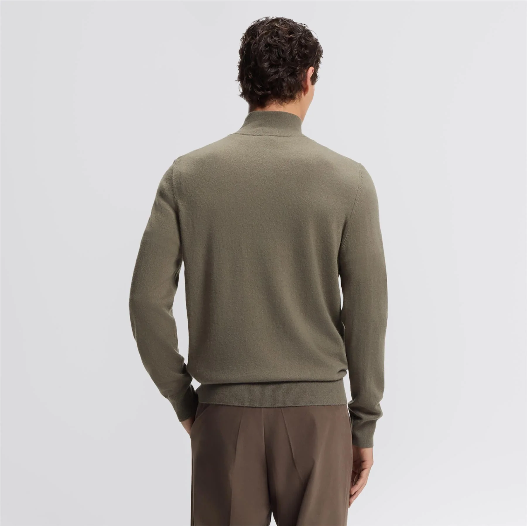 H-Hemarlo Wool Quarter Zip Open Brown - Image 2