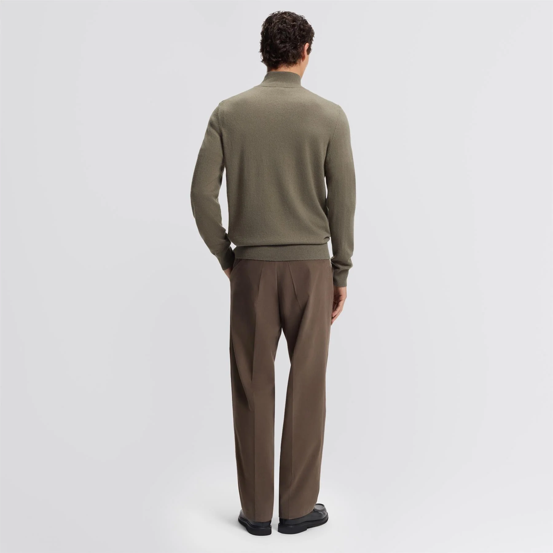 H-Hemarlo Wool Quarter Zip Open Brown - Image 4