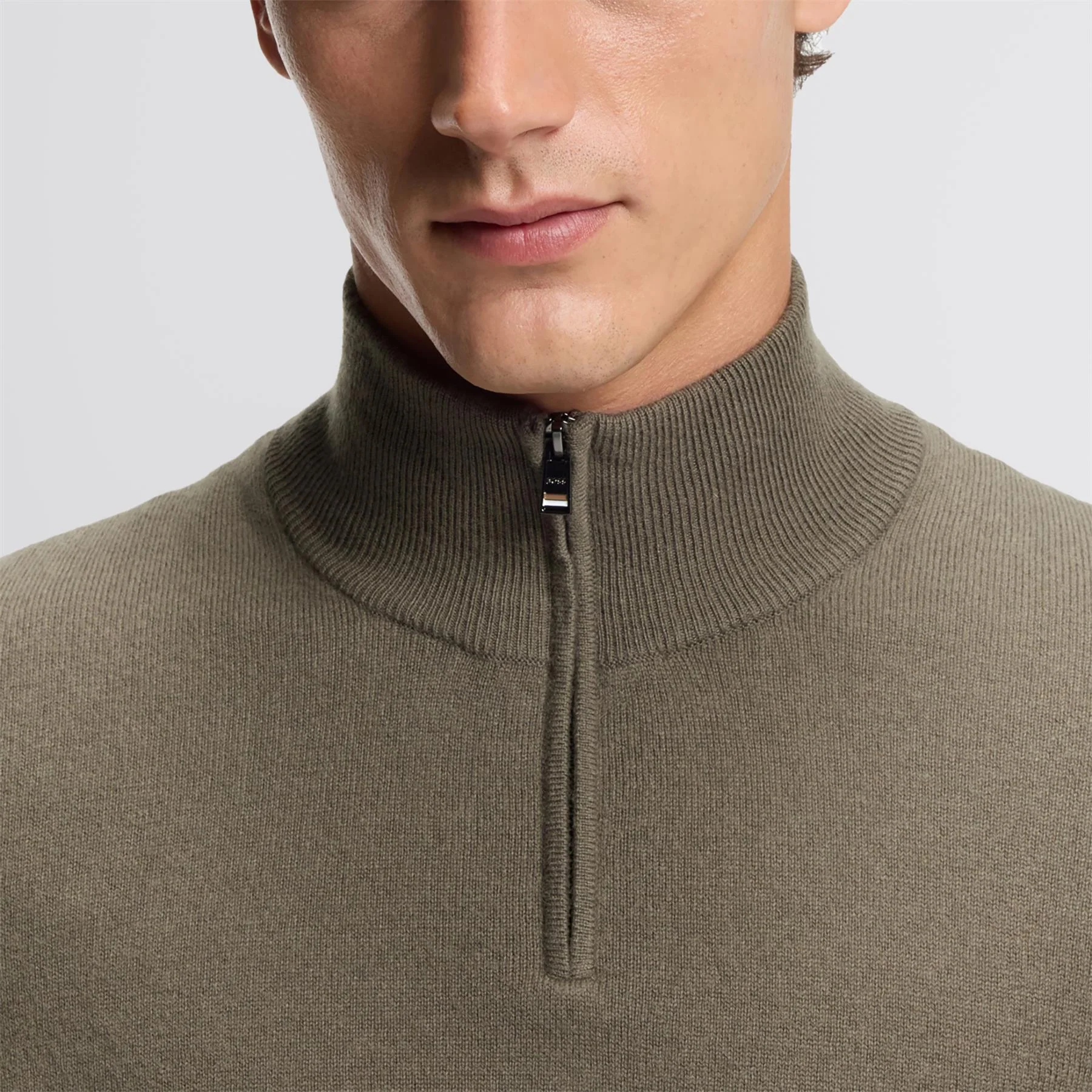 H-Hemarlo Wool Quarter Zip Open Brown - Image 5