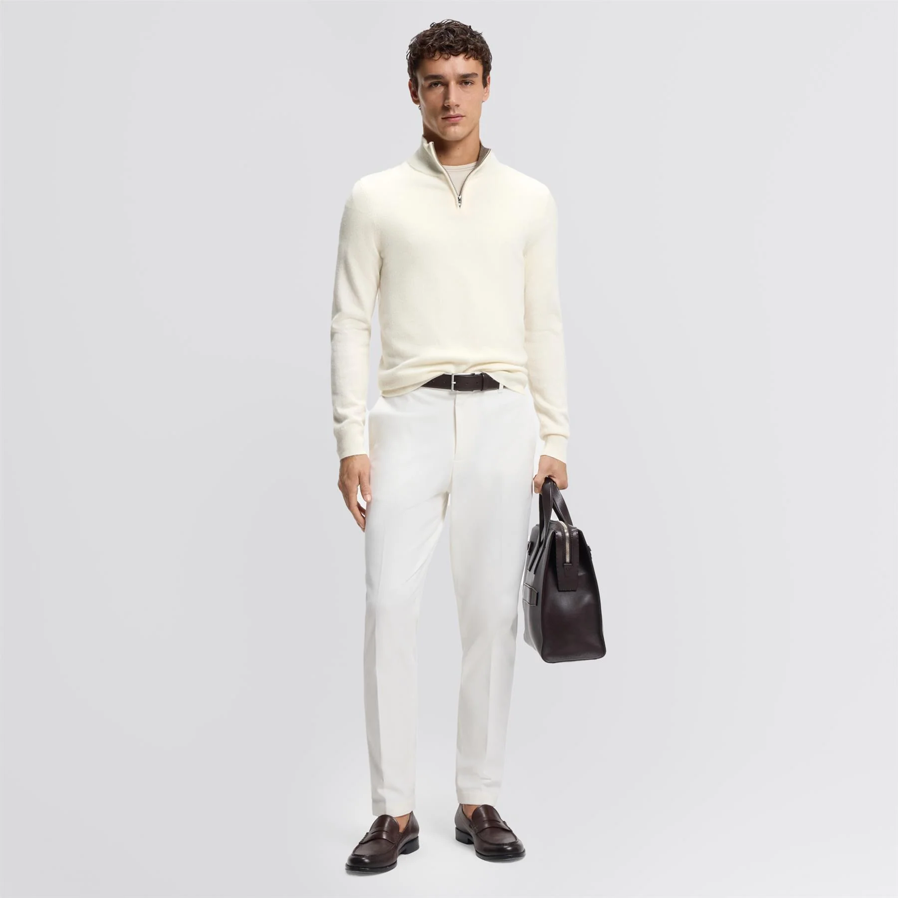 H-Hemarlo Wool Quarter Zip Open White - Image 3