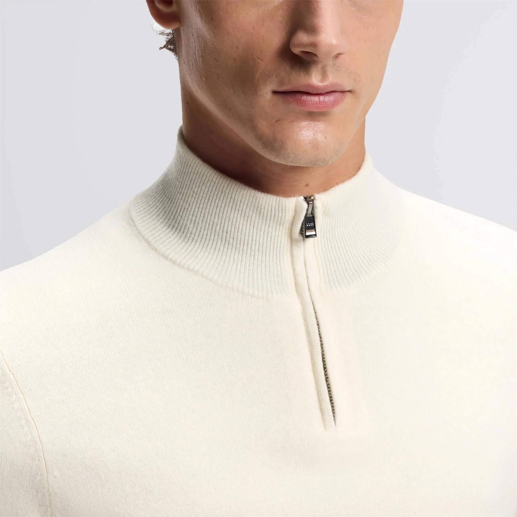 H-Hemarlo Wool Quarter Zip Open White - Image 5
