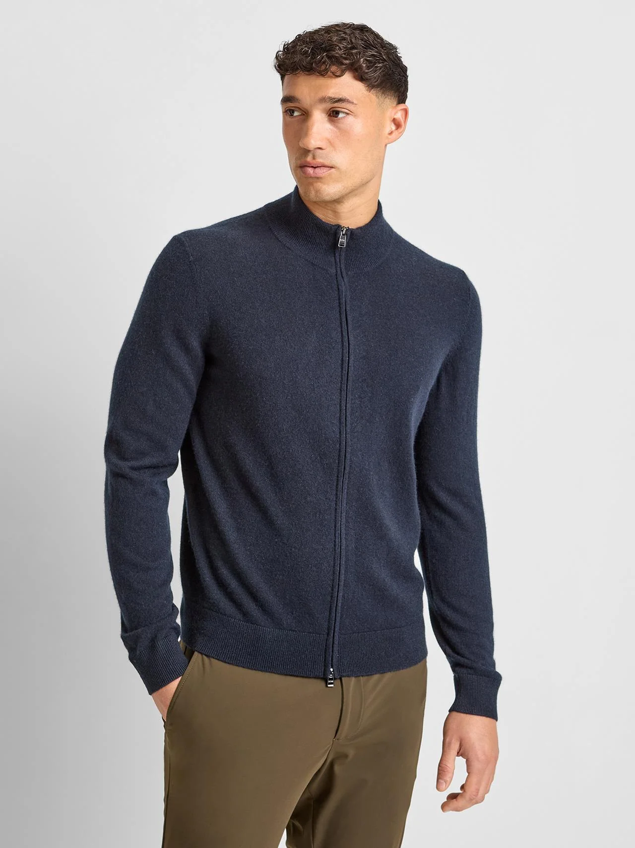 H-Hevoluto Cashmere Full Zip Dark Blue