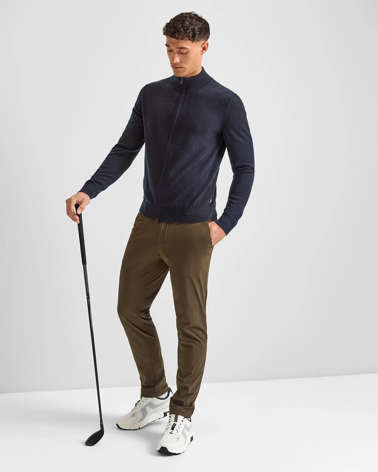 H-Hevoluto Cashmere Full Zip Dark Blue - Image 3