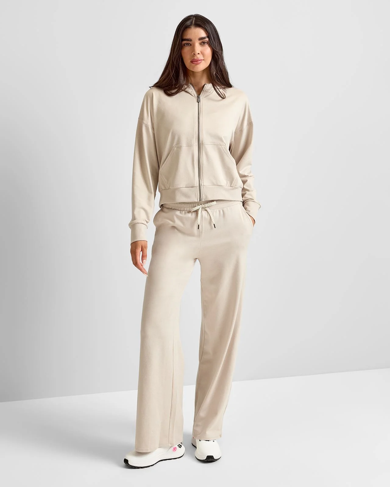 Halo Modern Full Zip Hoodie Ecru Heather - Image 3